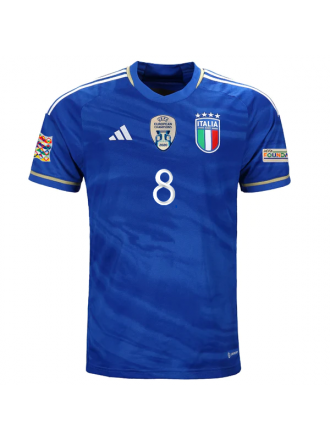 Maglia adidas Italia Jorginho Home con patch Campione d'Europa + Nations League 22/23 (Blu)