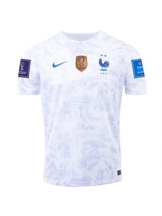 Maglia da trasferta Nike France Oliver Giroud con patch Campione del Mondo e Coppa del Mondo 2022 22/23 (bianca)