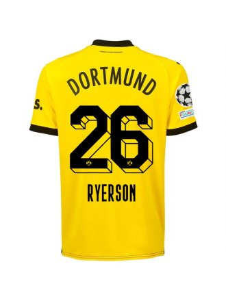 Puma Borussia Dortmund Maglia Home Julian Ryerson con toppe Champions League 23/24 (Cyber Yellow/Puma Nero)