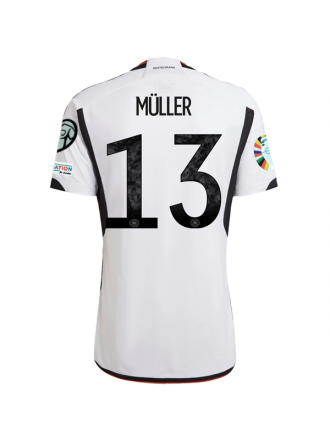 Maglia adidas Germania Thomas Muller Home con patch per le qualificazioni agli Euro 22/23 (bianco/nero)