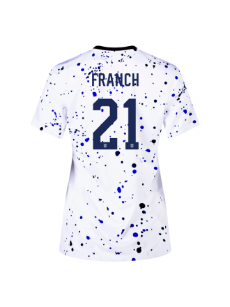 Maglia Nike Womens United States Adrianna Franch 4 Star Home 23/24 w/ 2019 World Cup Champion Patch (Bianco/Blu)