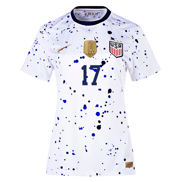 Maglia Nike Donna Stati Uniti Andi Sullivan 4 Star Home 23/24 con patch campione del mondo 2019 (bianco/blu)