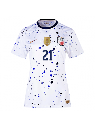 Maglia Nike Womens United States Adrianna Franch 4 Star Home 23/24 w/ 2019 World Cup Champion Patch (Bianco/Blu)
