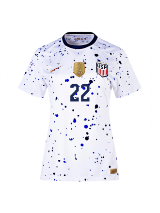 Maglia Nike Donna Stati Uniti Kristie Mewis 4 Star Home 23/24 con patch campione del mondo 2019 (bianco/blu)