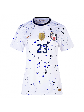Maglia Nike Donna Stati Uniti Emily Fox 4 Star Home 23/24 con patch campione del mondo 2019 (bianco/blu)