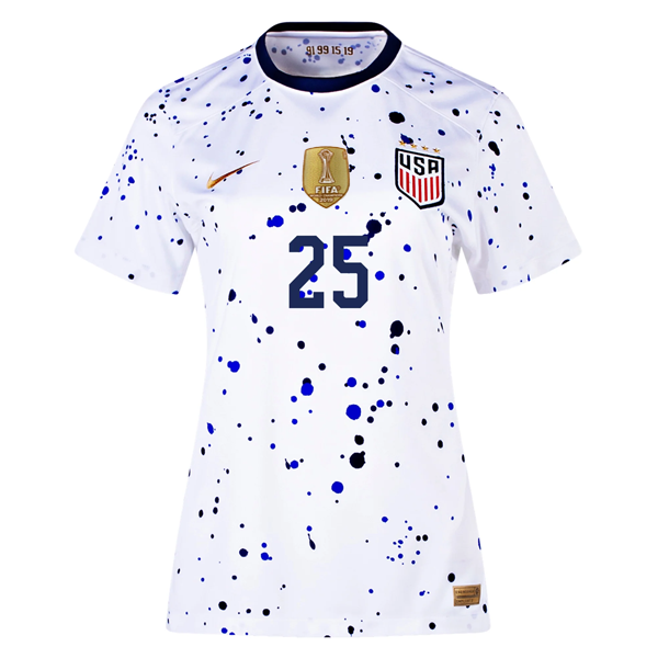 Maglia Nike Womens United States Trinity Rodman 4 Star Home 23/24 w/ 2019 World Cup Champion Patch (Bianco/Blu)