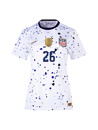 Maglia Nike Donna Stati Uniti Taylor Kornieck 4 Star Home 23/24 con patch campione del mondo 2019 (bianco/blu)