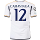 Maglia home adidas Real Madrid Eduardo Camavinga con toppe Champions League + Coppa del Mondo per Club 23/24 (bianco)