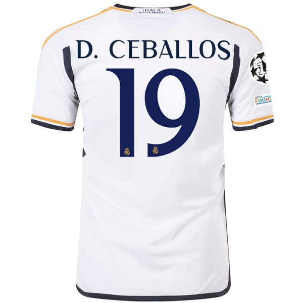 Maglia home adidas Real Madrid Dani Ceballos con toppe Champions League + Coppa del Mondo per Club 23/24 (bianco)