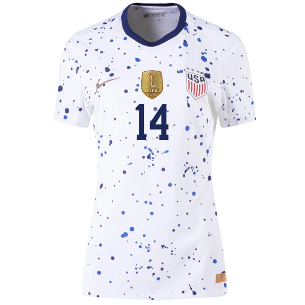 Maglia Nike Womens United States Emily Sonnett 4 Star Authentic Match Home 23/24 w/ 2019 World Cup Champions Patch (Bianco/Blu)