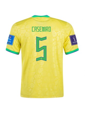 Maglia Nike Brazil Casemiro Home 22/23 con toppe Coppa del Mondo 2022 (giallo dinamico/blu)