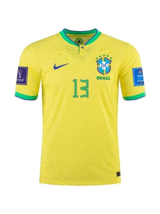 Maglia Nike Brazil Dani Alves Home 22/23 con toppe Coppa del Mondo 2022 (giallo dinamico/blu)