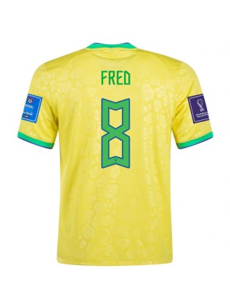 Maglia Nike Brazil Fred Home 22/23 con toppe Coppa del Mondo 2022 (giallo dinamico/blu)