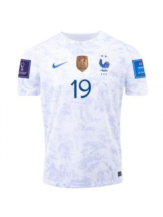 Maglia da trasferta Nike France Karmin Benzema con patch Campione del Mondo e Coppa del Mondo 2022 22/23 (bianco)