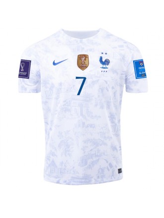 Maglia da trasferta Nike France Greizmann con patch Campione del Mondo e Coppa del Mondo 2022 22/23 (bianco)