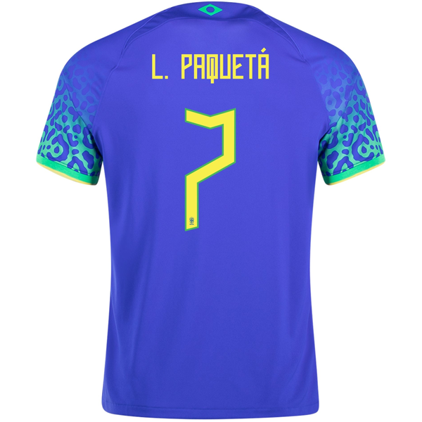 Maglia Nike Brazil Lucas Paqueta Away 22/23 (Paramount Blue/Green Spark)