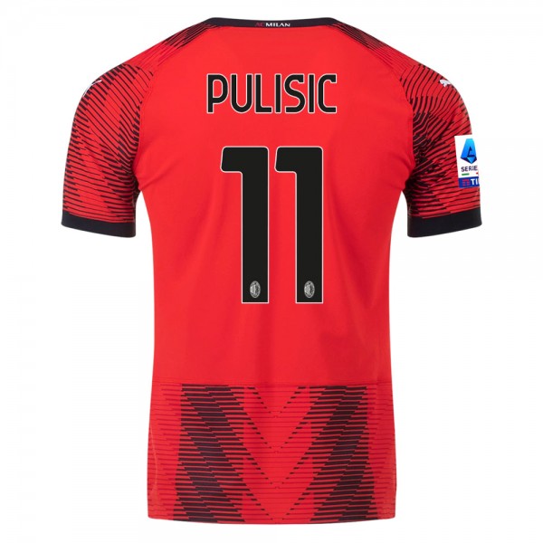 Puma AC Milan Christian Pulisic Maglia home autentica con patch Serie A 23/24 (rosso/nero)