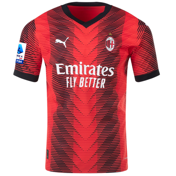 Puma AC Milan Authentic Theo Hernández Maglia home con patch Serie A 23/24 (rosso/nero)
