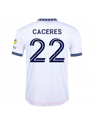 Maglia adidas Caceres LA Galaxy Home Authentic 22/23 con patch MLS (Bianco)