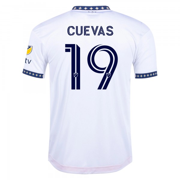 Maglia adidas Cuevas LA Galaxy Home Authentic 22/23 con patch MLS (bianco)