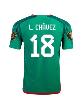 Maglia adidas Mexico Luis Chavez Authentic Home Jersey con toppe Gold Cup 22/23 (verde vivo)