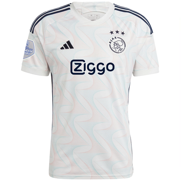 Maglia adidas Ajax Away con patch Eredivise League 23/24 (bianco)