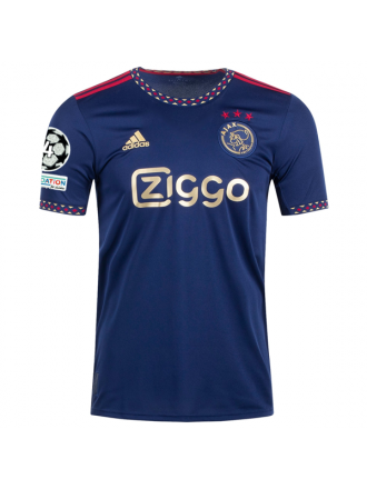 Maglia adidas Ajax Away con patch Champions League 22/23 (blu/oro)