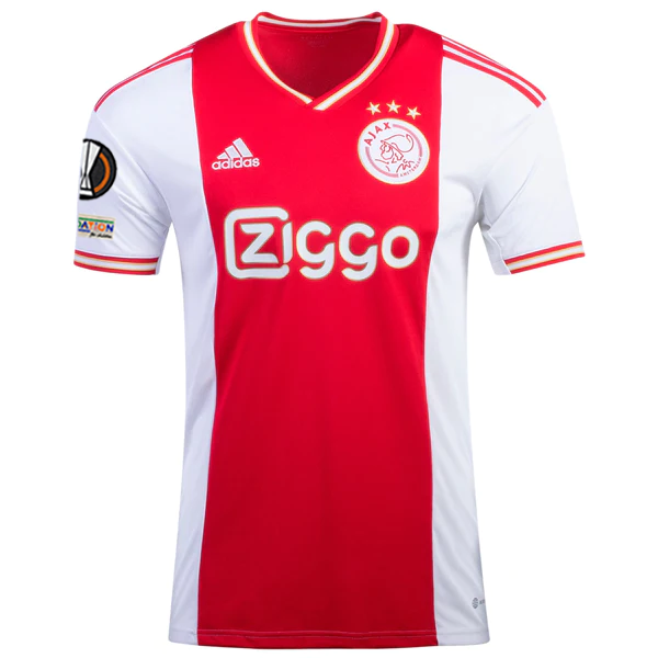 Maglia adidas Ajax Home con patch Europa League 22/23 (rosso scuro/bianco)