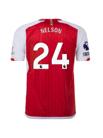 Maglia adidas Arsenal Reiss Nelson Home 23/24 con patch EPL + No Room For Racism (meglio scarlatto/bianco)