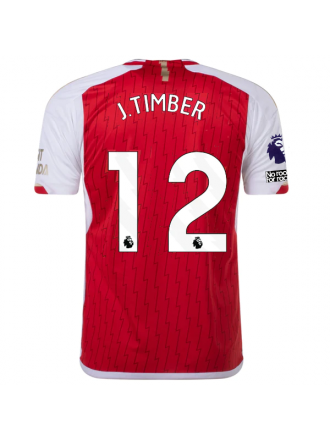 Maglia adidas Arsenal Jurrien Timber Home 23/24 con patch EPL + No Room For Racism (meglio scarlatto/bianco)