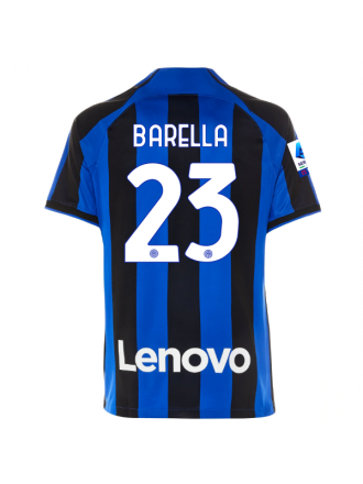 Maglia Nike Inter Milan Nicolo Barella Home con patch Serie A + Copa Italia 22/23 (Lione Blu/Nero)