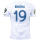 Maglia Nike France Karim Benzema Away con patch campione della Nations League + patch qualificazioni Euro 22/23 (Bianco)