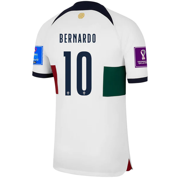 Maglia da trasferta Nike Portugal Bernardo Silva con toppe Coppa del Mondo 2022 22/23 (vela/ossidiana)