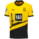 Puma Borussia Dortmund Maglia Home Donyell Malen con patch Champions League 23/24 (Cyber Yellow/Puma Nero)