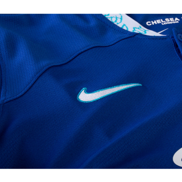 Maglia casalinga Nike Chelsea Connor Gallagher con toppe EPL + Coppa del Mondo per club 22/23 (blu scuro)