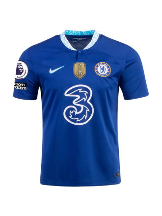 Maglia casalinga Nike Chelsea Calum Hudson con toppe EPL + Coppa del Mondo per club 22/23 (blu scuro)