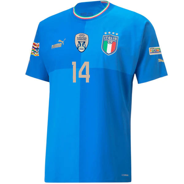 Puma Authentic Italy Federico Chiesa Maglia Home con patch Nations League ed Euro 22/23 (Team Power Blue/Peacoat)