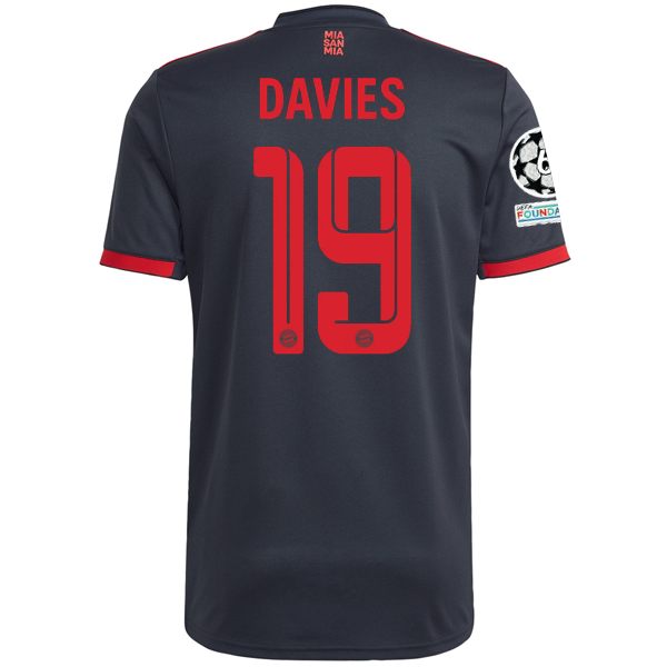 Terza maglia adidas Bayern Monaco Alphonso Davies con patch Champions League 22/23 (grigio notte)