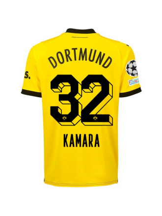 Puma Borussia Dortmund Maglia Home Abdoulaye Kamara con patch Champions League 23/24 (Cyber Yellow/Puma Nero)