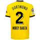 Puma Borussia Dortmund Maglia Home Mateu Morey Bauza con toppe Champions League 23/24 (Cyber Yellow/Puma Nero)