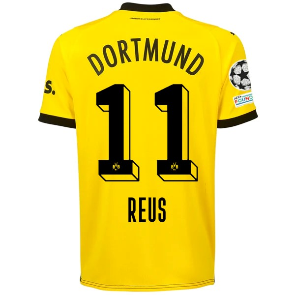 Puma Borussia Dortmund Maglia Home Marco Reus con patch Champions League 23/24 (Cyber Yellow/Puma Nero)