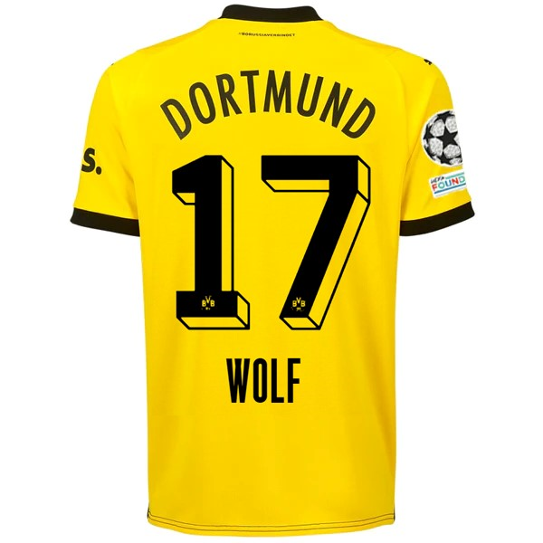 Puma Borussia Dortmund Maglia home Marius Wolf con patch Champions League 23/24 (Cyber Yellow/Puma Black)