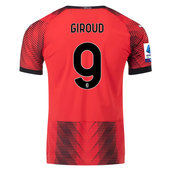 Puma AC Milan Authentic Olivier Giroud Maglia home con patch Serie A 23/24 (rosso/nero)