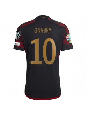 Maglia adidas Germany Serge Gnabry Away con toppe per le qualificazioni agli Europei 22/23 (Nero/Bordeaux)