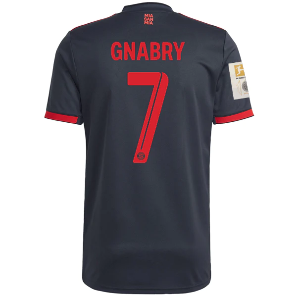 Terza maglia adidas Bayern Monaco Serge Gnabry con patch Bundesliga +10 volte vincitore 22/23 (grigio notte)