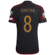 Maglia adidas Germany Leon Goretzka Away con toppe per le qualificazioni agli Europei 22/23 (Nero/Bordeaux)