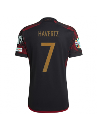 Maglia adidas Germany Kai Havertz Away con toppe per le qualificazioni agli Euro 22/23 (Nero/Bordeaux)