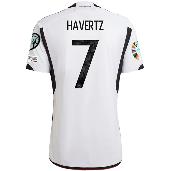 Maglia adidas Germany Kai Havertz Home con toppe per le qualificazioni agli Euro 22/23 (bianco/nero)