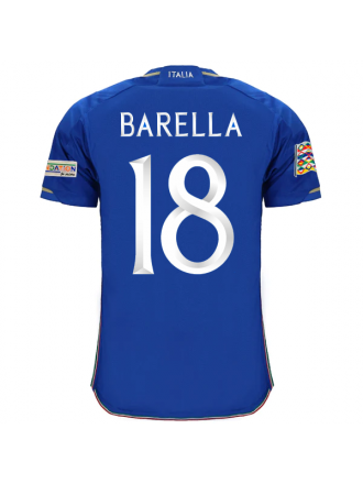 Maglia adidas Italia Nicolò Barella Home con patch Campione d'Europa + Nations League 22/23 (Blu)
