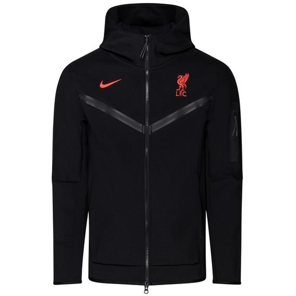 Felpa con cappuccio Nike Liverpool Tech Fleece (nero/rosso fuoco)
